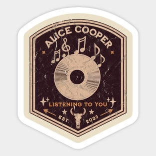 listening vintage vinyl v1 Sticker